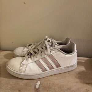 Adidas Cloudfoam Ortholite Float Sneakers - White and Rose Gold Stripe